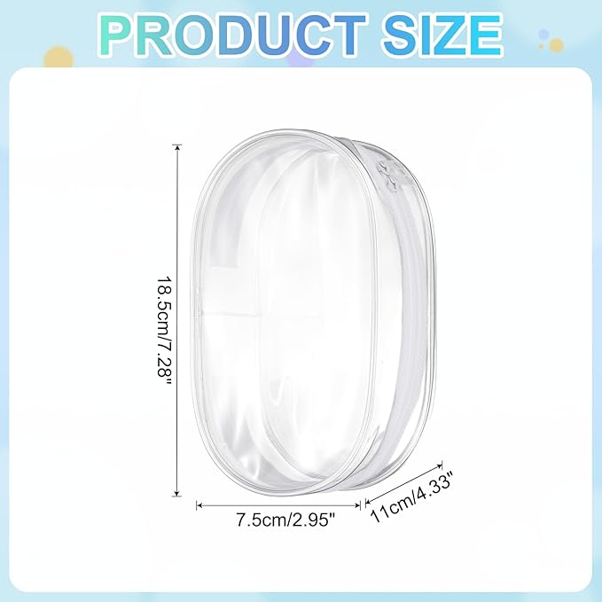 uxcell Figure Display Bag, 3 x 4.3 x 7.3 Inch PVC Oval Portable Dolls Pouch Carrying Case Storage Bag Keychain Charm for Showing Off Boxes Dolls, Clear