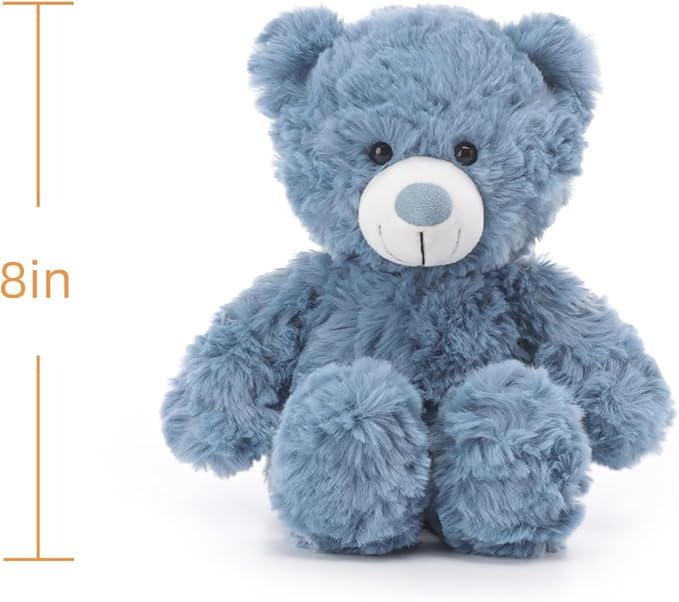Apricot Lamb Navy Blue Flower Bear Stuffed Animals for Kids, Soft Cute Plush Toys for Baby Girl and Boy, 8 Inches