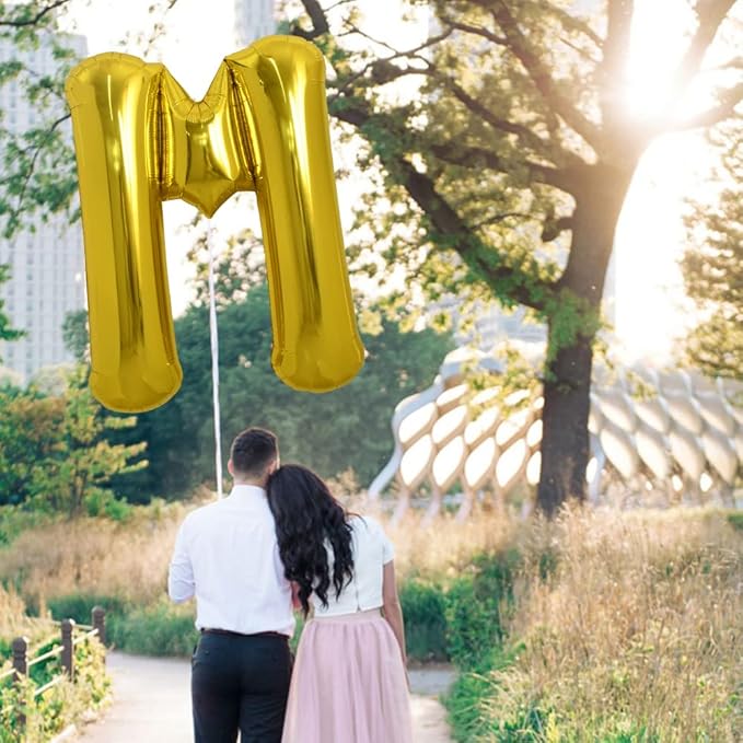 TONIFUL 40 Inch Large Gold Letter M Balloon - Foil Mylar for Birthday Party Anniversary Supplies Decorations