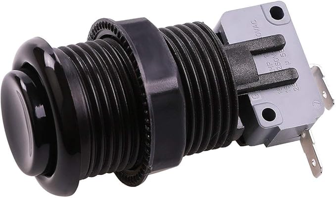 Reyann 6X Black Happ Type Standard Arcade Push Button with Microswitch for Mame/Jamma/Arcade Video Games