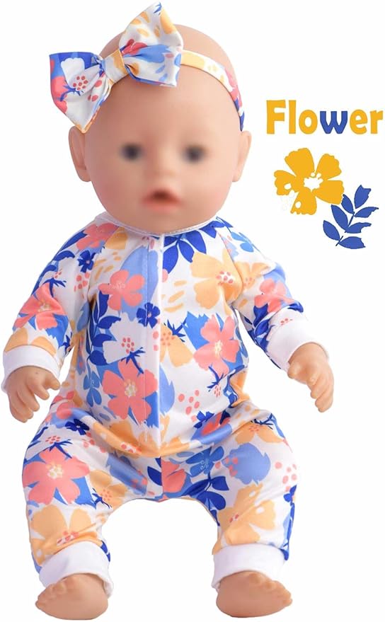 Baby Doll Accessories 5 Set Baby Doll Clothes and Headbands for 14-18 Inch Dolls, 10 PCs in Total