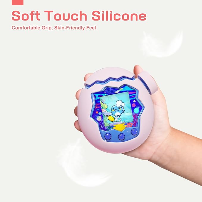 for Tamagotchi Paradise Case– Silicone Hard Shell Cover for Tamagotchi Paradise Electronic Pet,Waterproof Sweatproof Washable Shockproof Anti-Drop 360°Full Protection(Pink)