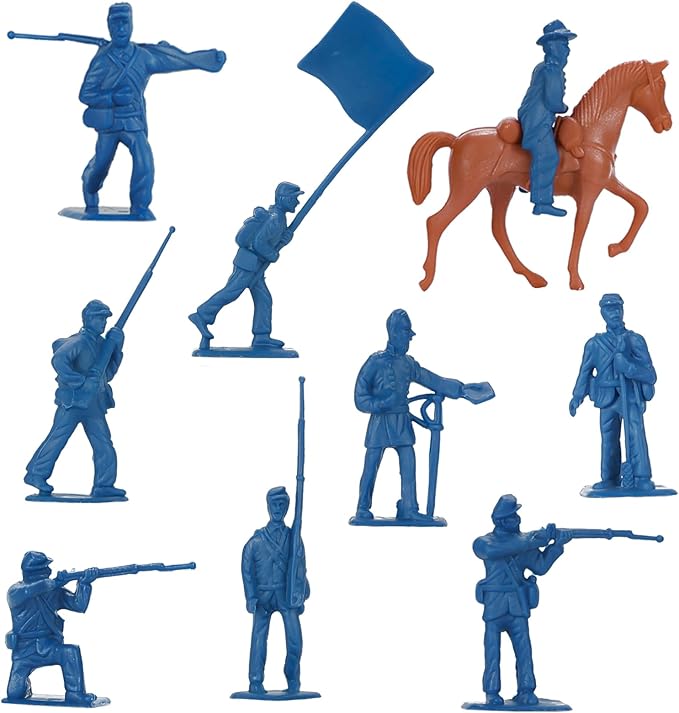 HAPTIME Civil War Army Men Set (42 pcs ) , American Civil War Toys, Plastic Army Men Action Figures, Including Flagman, Knight, Soldier, Perfect for School Project Dioramas, Revolutionary War Toys