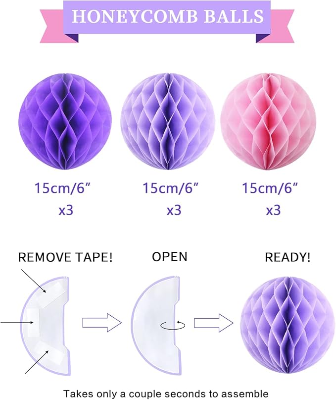 Butterfly Birthday Decorations Kit - 19-Piece Set with Pre-Strung Happy Birthday Banner, Honeycomb Balls, Garland & Swirls | Butterfly Theme Party Supplies for Women Girls Kids, Teens Adults