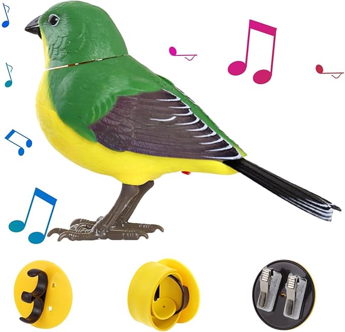 Electric Singing Bird Toy, Realistic Chirping & Light Control, Battery Operated for Home Decoration