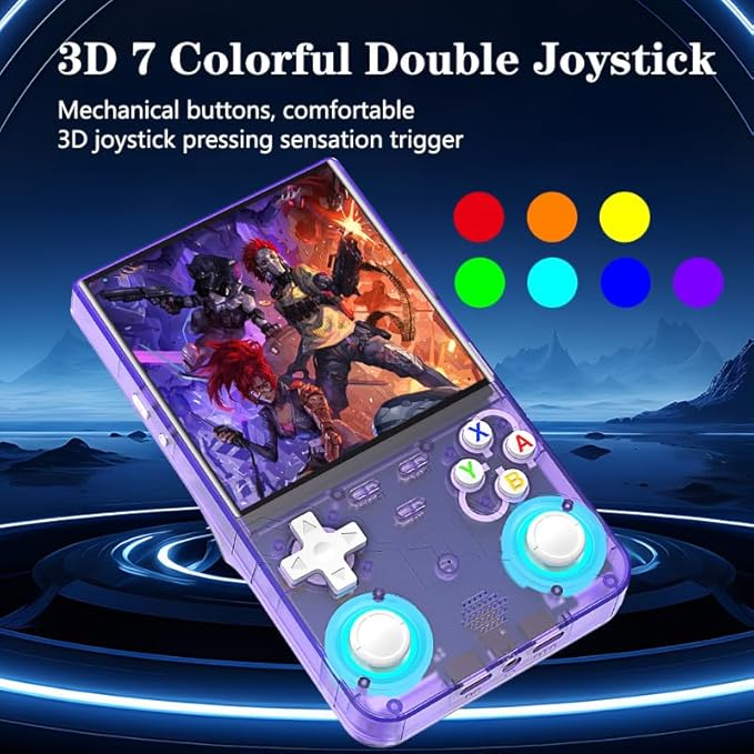 R36 Ultra Retro Handheld Game Console, with 128G Built-in 40000+ Games, 3000mAh Rechargeable, Support 20+ Simulators, Linux System, 4.0 Inch IPS Screen Portable Pocket Arcade (Transparent Purple)