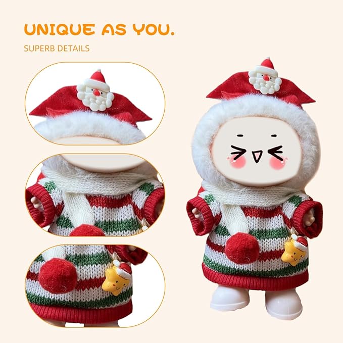 5 Complete Style Clothes Sets for 17cm Dolls - Hat & Overalls Dress Up Outfit for 17cm 15cm Dolls,Designer Outfits Bundle with Luxury/Cute/Sporty Themes, Gift for Doll Lovers (Christmas, 17cm/15cm)