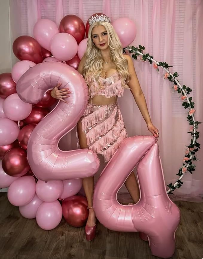 40 Inch Big Pearlescent Pink 9 Balloon Number, Jumbo Giant Happy 9th 19 29 39 49 99 Birthday Party Decorations, Large Nine Mylar Foil Anniversary Birthday Party Engagement Decorations