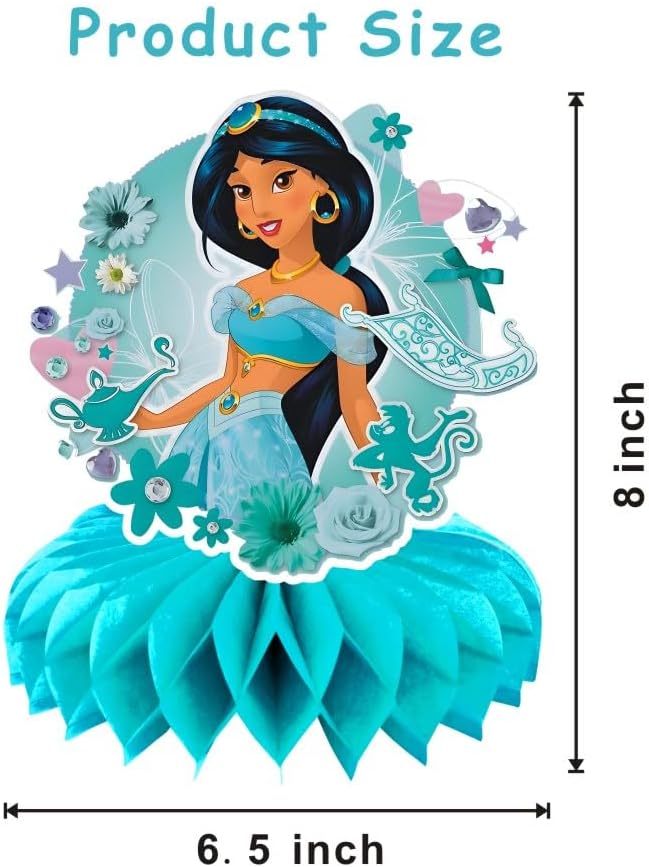 8Pcs Princess Jasmine Table Centerpieces Birthday Party Supplies Double Side Table Decorations for Kids Party Decorations