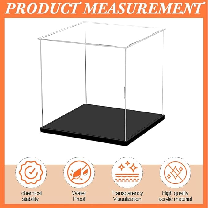 Clear Acrylic Display Case, Self-Assembly Acrylic Box with Black Thick Base and Side Door, Dustproof Protection Showcase Organizer for Collectibles Doll Toys Models Figurine (30X15X25cm/12X6X10inch)