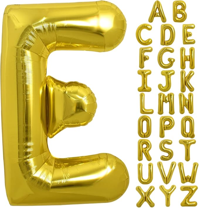 TONIFUL 40 Inch Large Gold Letter E Balloons, Foil Mylar Big Balloons for Birthday Party Anniversary Supplies Decorations