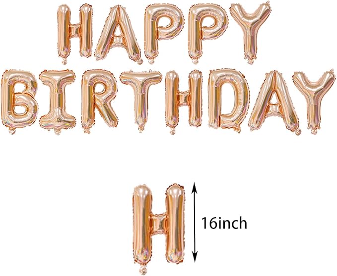16 Inch Champagne Gold Happy Birthday Banner Balloons Aluminum Foil Letters Banner Balloons Sign For Men Women Kids Birthday Party Decorations Supplies