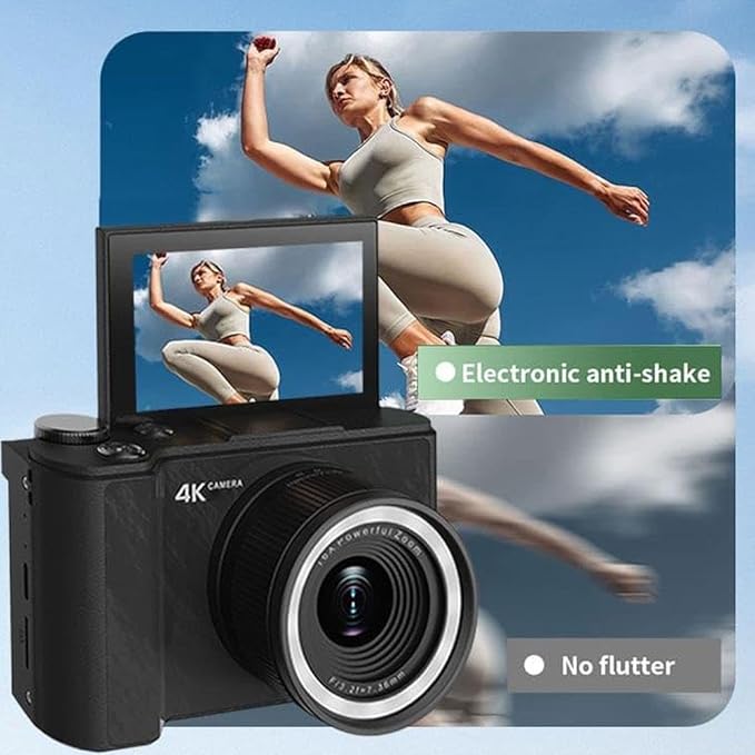 Mini Digital Camera with Flip Screen - 4K Video & 5MP Photo Camera for Kids, Teens, Beginners, Vloggers | 2.8" HD Display, 16X Digital Zoom, Smart Fill Light, MP3 Player & Photo Viewer