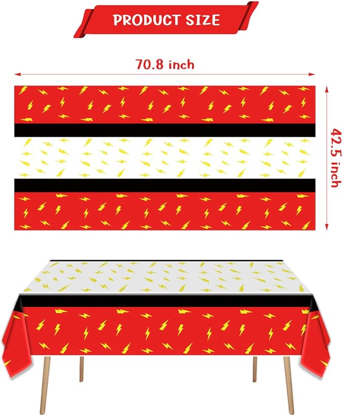 2Pcs Cartoon Animation Party Tablecloths 70.8×42.5 inch Red and White Tablecloths Table Decorations Party Supplies (Red)