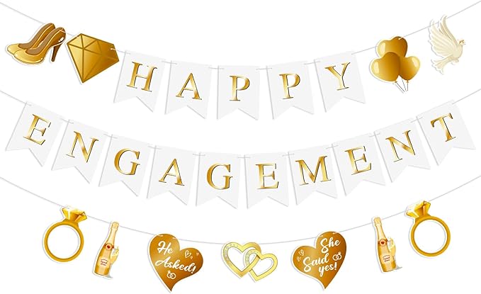 Happy Engagement Banner Decorations Just Engaged Decor Congratulations Banner Bachelorette Party Decorations Bride to Be Bridal Shower Wedding Supplies