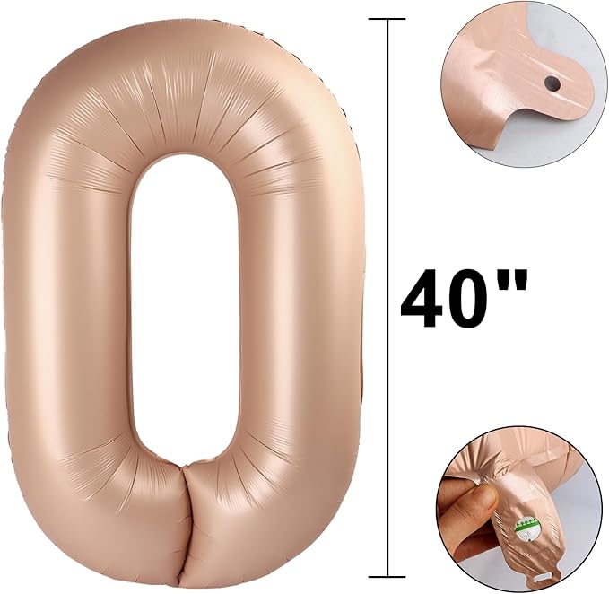 40 Inch Caramel Balloon Number 0 Balloon, Jumbo Mylar Foil Helium Balloon for 10 20 30 40 50 60 70 80 90 100 2025 Birthday Digital Balloons for Birthday Party,Wedding Anniversary Party Decorations