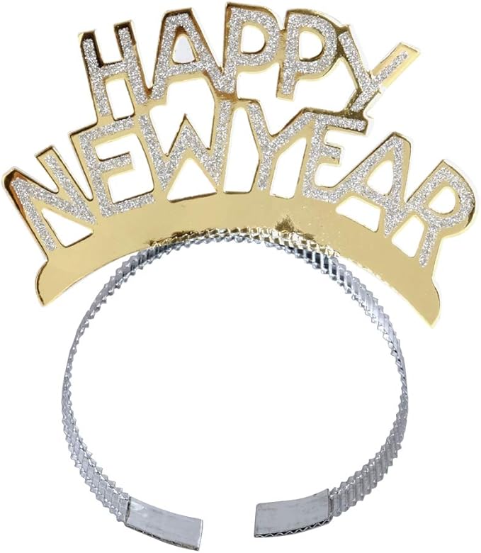 BinaryABC Happy New Year Headband Tiara,New Years Party Favor,New Years Eve Party Decorations 12Pcs