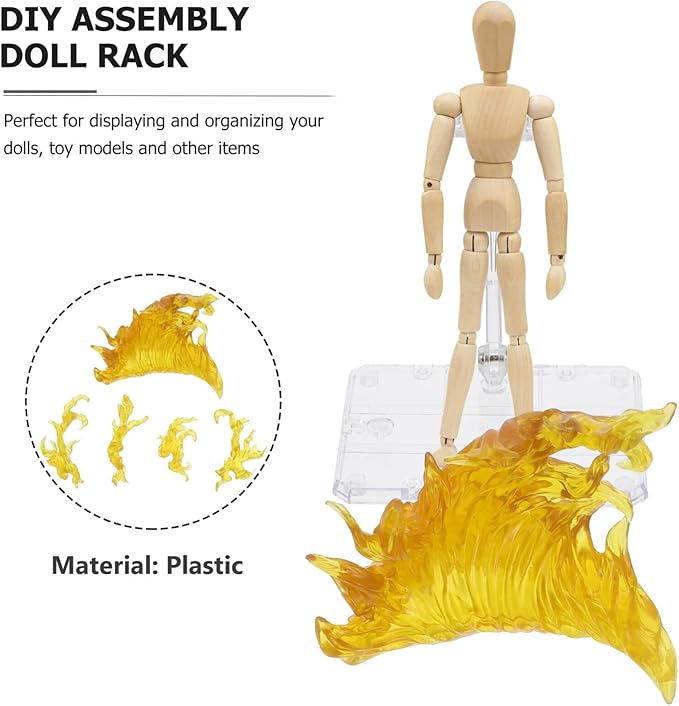 iplusmile Flame Effect Bracket with Action Figure Stand Adjustable Toy Doll Holder for Model Display Stable 3.94 Inch Base for Organizing and Showcasing Action Figures and Collectibles