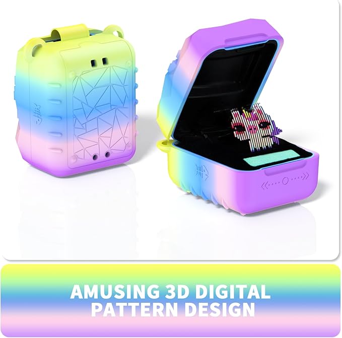 Soft Silicone Case for Bitzee Magicals Interactive Toy Digital Pet, Shockproof and Protective Carrying Case for Bitzee Magicals Virtual Electronic Pets with Lanyard (Rainbow)