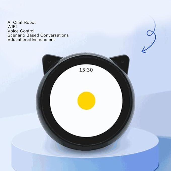 Focket AI Desk Robot Companion, 2.4GHz WiFi Educational Interactive Robot Pet with Voice Interaction, USB Electronic Desktop Robots Toy for Adults Kids for Learning Home (Black)