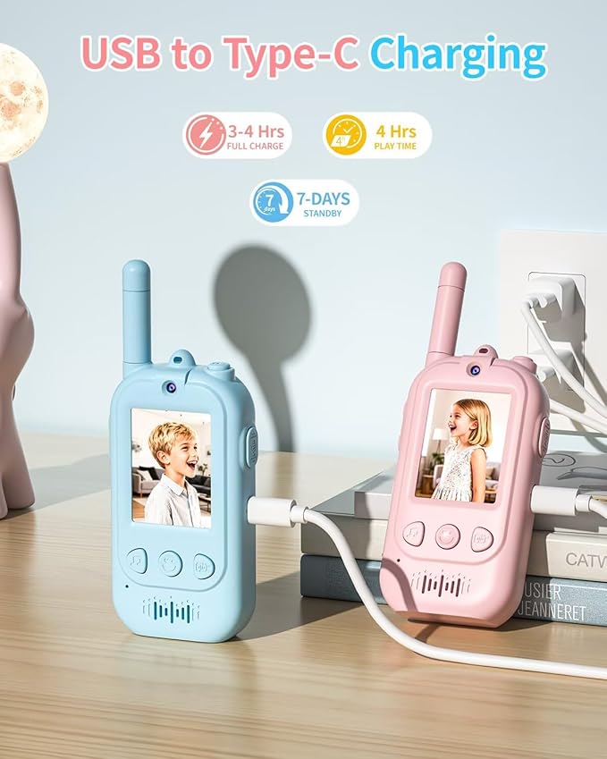 2026 Upgrade Video Walkie Talkies, Kids Communication Toys with Screen, Video Walkie Talkies for Kids with Voice Changer, Durable Walkie Talkie Toys Gifts for Indoor Outdoor Family Play Ages 3-12