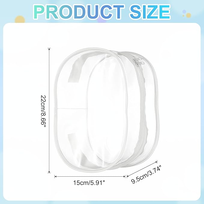 uxcell Figure Display Bag, 6 x 3.7 x 8.7 Inch PVC Oval Portable Dolls Pouch Carrying Case Storage Bag Keychain Charm for Showing Off Boxes Dolls, Milky White