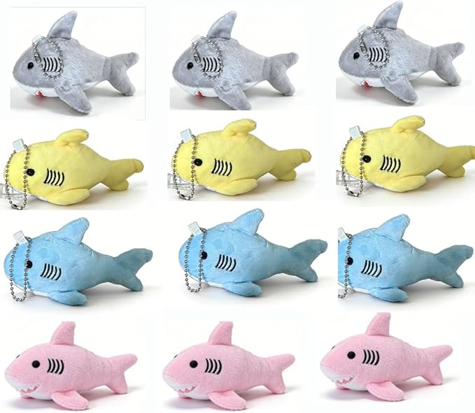 Shark Stuffed Animals Mini Plush Party Favors Birthday Children's Show Party 12 Pieces (12 Shark Colorful)