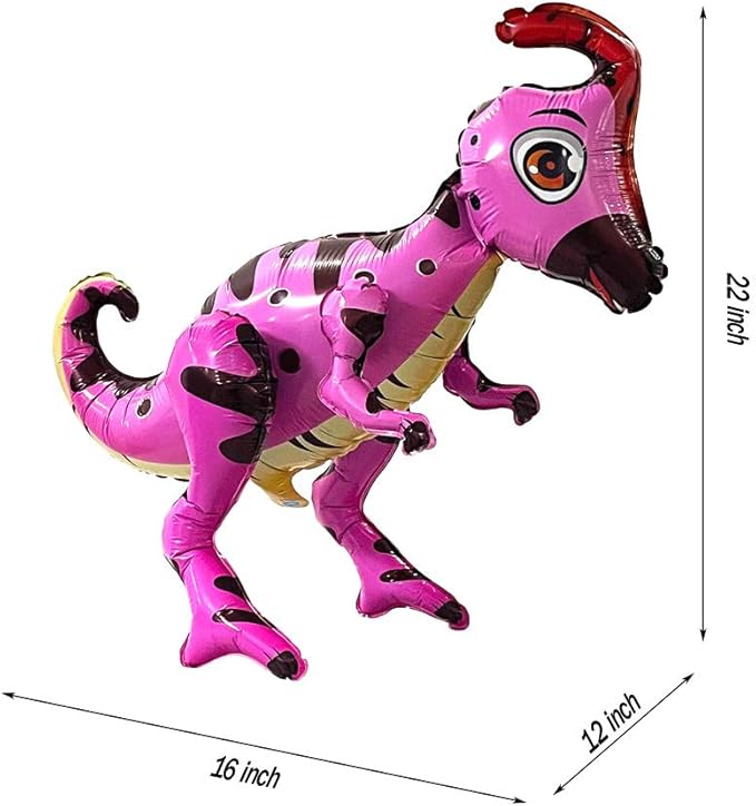 4Pack Giant 3D Dinosaur Balloons for Birthday Party Decorations, Cute Self Standing 3D Dino Aluminium Foil Balloons, Inflatable Animal Balloons for Party Supplies