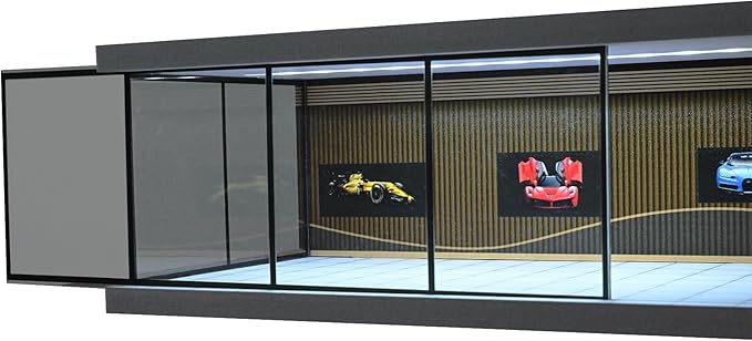 1/64 Diorama Car Garage Model,with LED Lighting City Car Showroom Model Car Parking Lot Storage Model,for 1/64 Scale Diecast Model Car,Scene Display Model Collection Gift (Showroom)