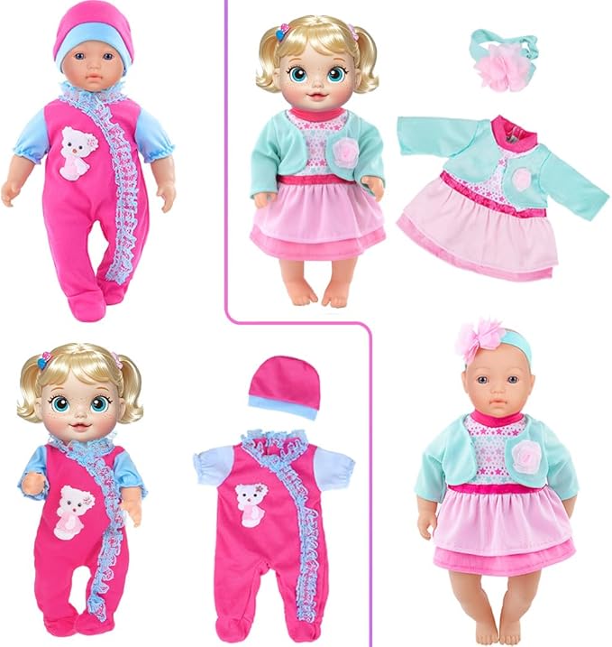 iBayda 10 Sets Doll Clothes & Accessories - Playtime Outfits with Hats and Headbands for 10/12/14 Inch New Born Baby Dolls (No Doll Included)