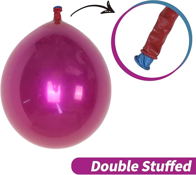 Chrome Fuchsia Balloons, 50 PCS 10 Inch Double-Layered Metallic Fuchsia Pink Balloons, Shiny Thick Chrome Metallic Magenta Latex Helium Fuchsia Magenta Balloons for Birthday Wedding Party Decoration