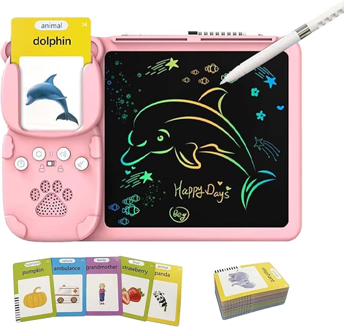 Audible Learning Cards - Child Language Builder, plasticse Reading Assistant, Sound Picture Cards, Handheld Study Aid | Phonics Teaching Machine Engaging Skill Development Activities with plasticse