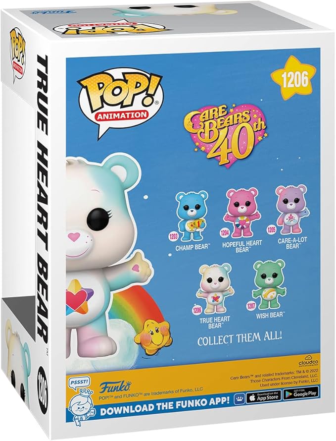 Funko Pop! Animation: Care Bears 40th Anniversary - True Heart Bear with Translucent Glitter Chase (Styles May Vary)