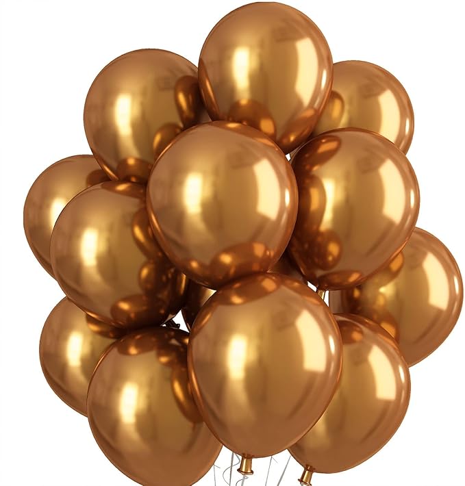 Metallic Gold Balloons 12 Inch, Double Stuffed Chrome Light Gold Balloons, Shiny Thick Chrome Metallic Light Latex Helium Balloon for Birthday Fall Autumn Wedding Christmas Party Decoration Supplies