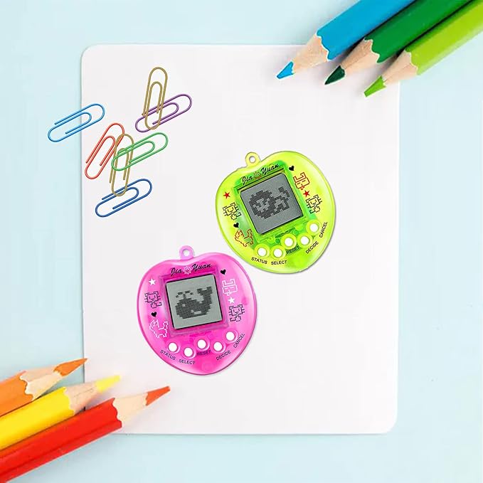 5 Pcs Virtual Pets, Cute Big Heart Shape,Virtual Electronic Digital Pets,168 Pets Retro Handheld Game Machine 5 Buttons Easier to Operate（Classic Color）