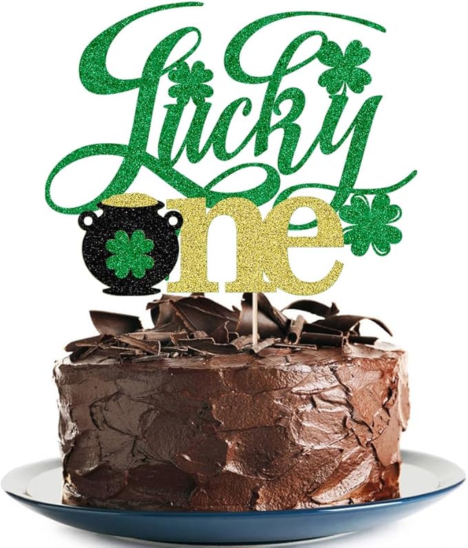 Lucky One cake topper -for St.Patrick's Day Theme Baby Shower Kids 1st Birthday Party Decorations Supplies