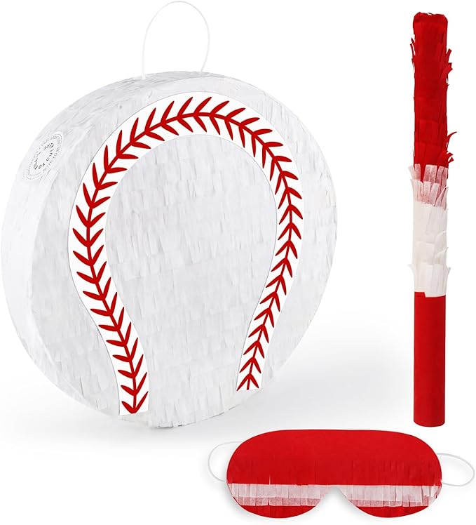 Baseball Pinata Sport Pinata with Stick & Blindfold Large Funny Pinatas for Baseball Party Decorations Sport Themed Birthday Party Supplies Family Games