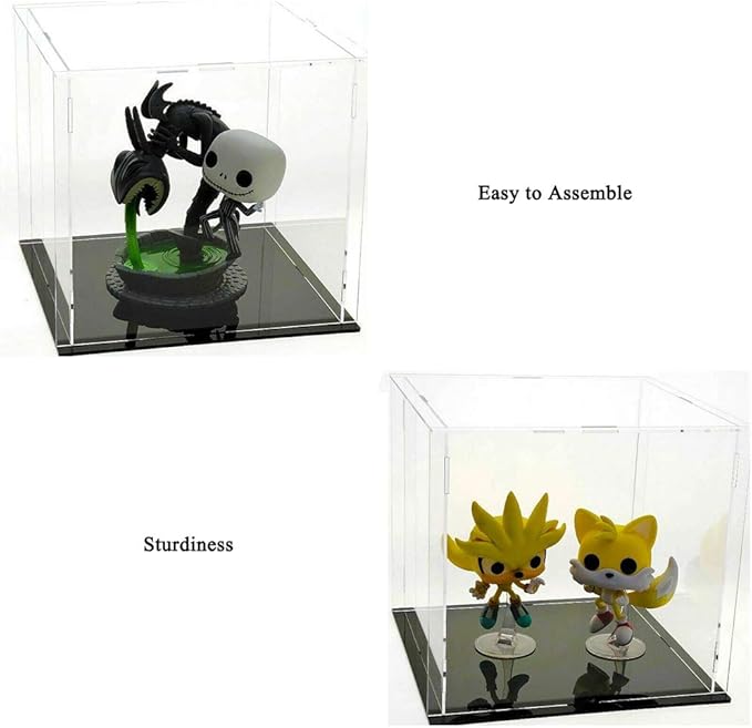 Self-Assembly Acrylic Display Case,Deluxe Dustproof Showcase,Cube Countertop Box for Pop Figures Collectibles Toys,Need Remove The Protective Film (6x6x6 inch; 15x15x15cm)