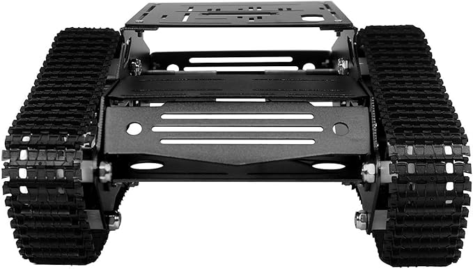 Smart Robot Car Chassis Kit Aluminum Alloy Big Tank Chassis with 2WD Motors for Arduino/Raspberry Pi DIY RC Shock Absorbing Tracked Robot Car Toys - Learning Kit (Black)