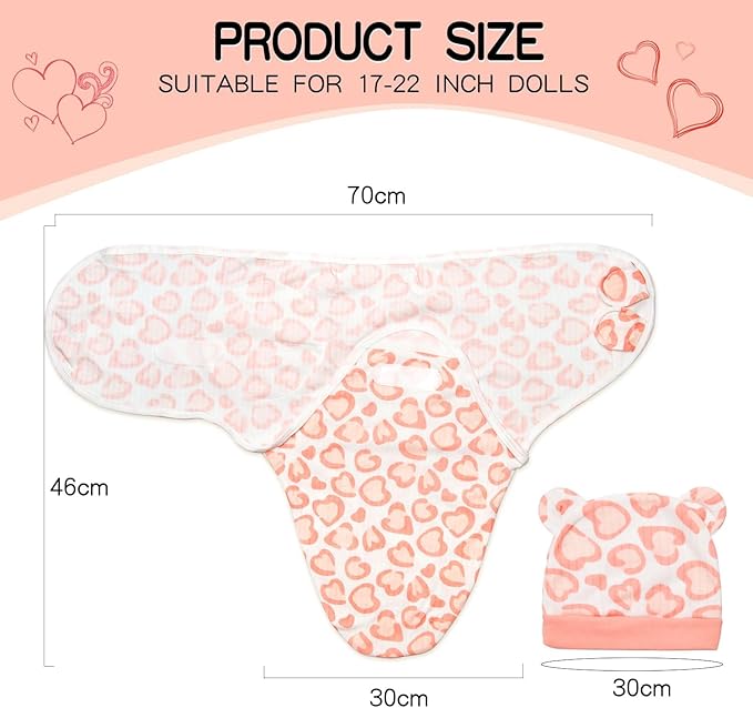 Reborn Baby Doll Clothes 17-22 Inch Reborn Doll Clothes Accessories for Baby Doll Clothing (Purple & Pink Blanket )