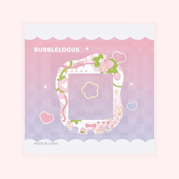 Holographic Laser Faceplate Sticker for Tamagotchi Uni, Self-Adhesive DIY Face Plate Decal, Shimmering Protective Skin for Virtual Pet - (for uni-Strawberry Pink)