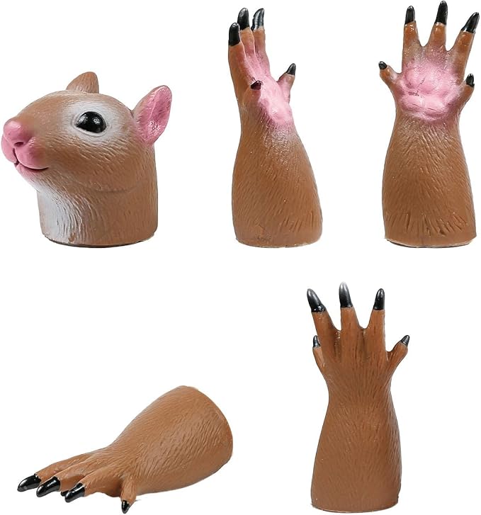 AQKILO Finger Puppet Set, Animals Puppet Show Theater Props, Novelty Toys Weird Stuff Gifts (Squirrel & Pug)