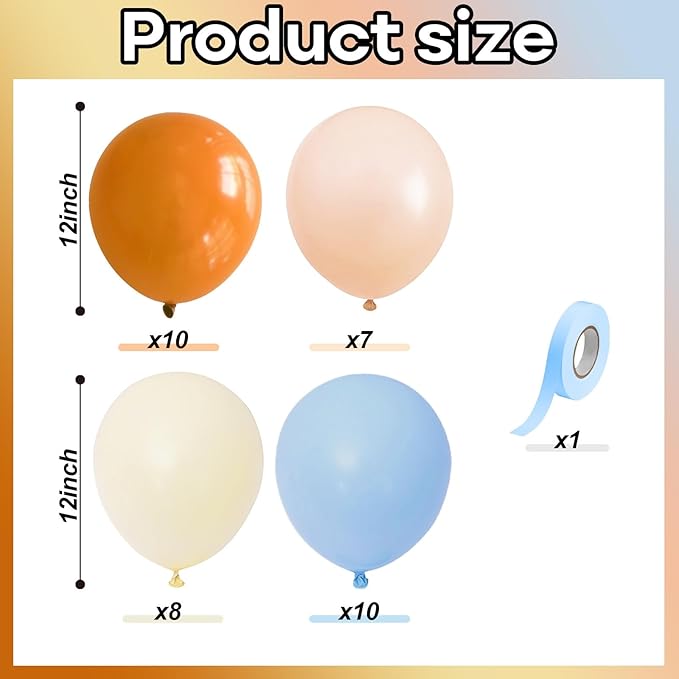 Burnt Orange and Blue Fall Balloons, 12 Inch 35PCS Dusty Blue Orange Taupe Peach Balloon, Fall Balloons for Birthday Baby Shower First Fall Thanksgiving Autumn Harvest Market Themed Party Decorations