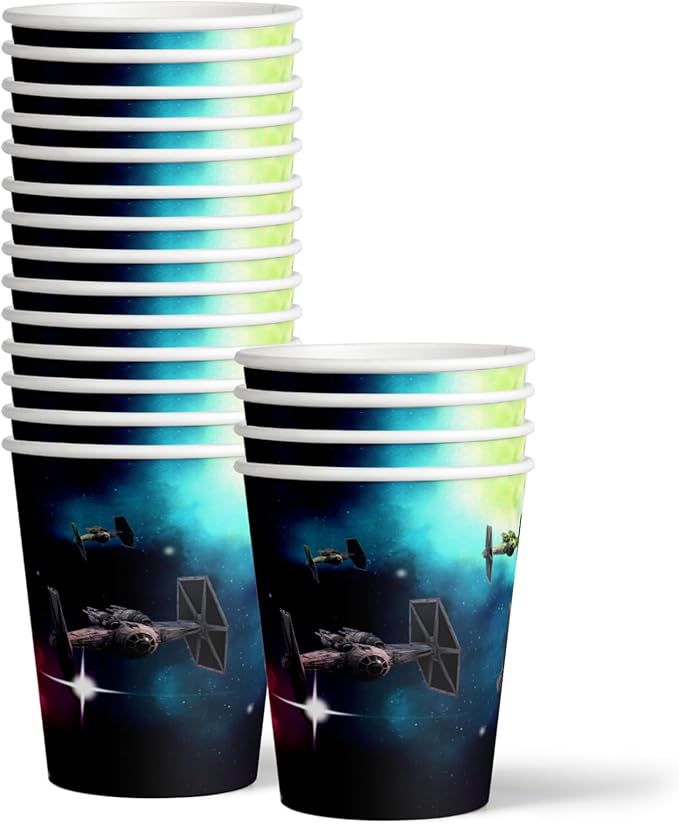 May the Fourth Star Space Wars Birthday Party Supplies Tableware Set Includes Plates Napkins Cups - Kit for 16