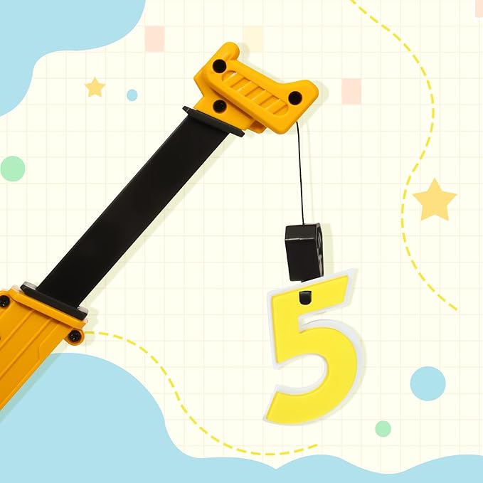 RAYNAG 10 Pieces Imitation Flipping Sugar Numbers 0-9 Engineering Car Cake Decoration Ornament Excavator Crane Tower Car Birthday Cake Topper