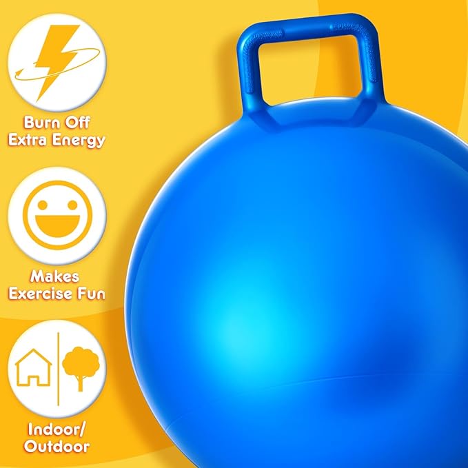 Lewtemi 5 Pcs Hopper Ball 31 Inch Outdoor Games Jumping Hopping Inflatable Bouncing Ball with Handle and Air Pump for Kids Adults Sport Field Playground Exercise Obstacle Course