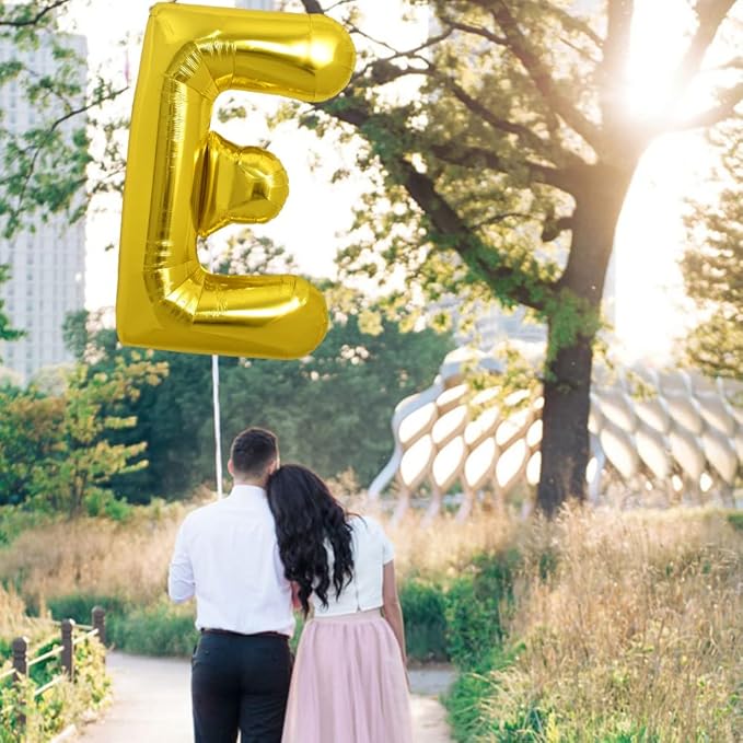 TONIFUL 40 Inch Large Gold Letter E Balloons, Foil Mylar Big Balloons for Birthday Party Anniversary Supplies Decorations