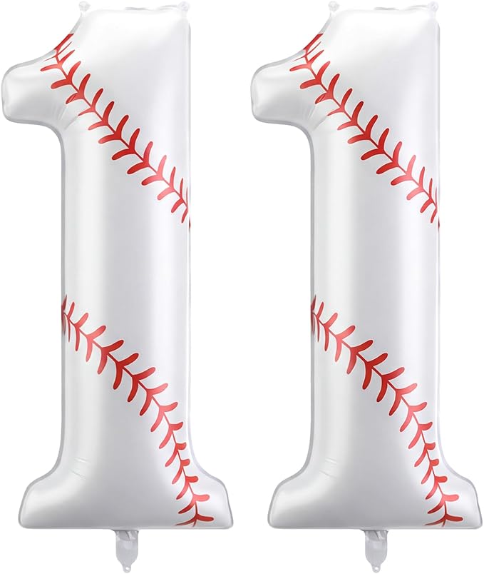 Jenaai Baseball Number 11 Balloons 40 Inch Baseball Theme Birthday Party Decorations Large Foil Balloons for Birthday Baby Shower Party Backdrop Celebration Supplies