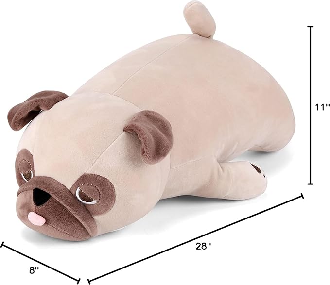 Pug Weighted Stuffed Animals - 28 Inch 4.0 Pounds Weighted Plushies Pug - Large Bulldog Plush Stuffed Animals Pillow - Cute Plush Toys Gifts for Kids & Adults