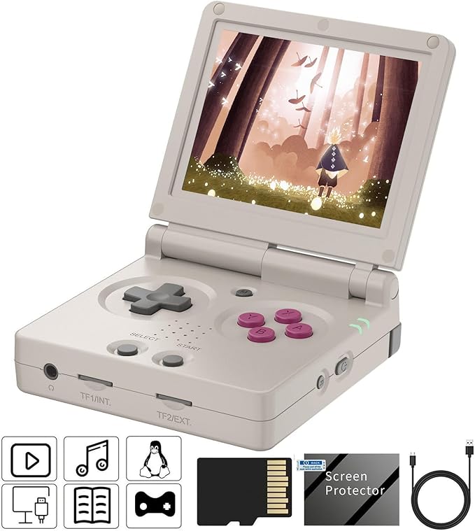 Anbernic RG35XXSP Flip Retro Handheld Game Console ,3.5 Inch IPS Screen Linux System Built-in 64G TF Card 5532 Games Support 5G WiFi Bluetooth TV Output(Gray-new)
